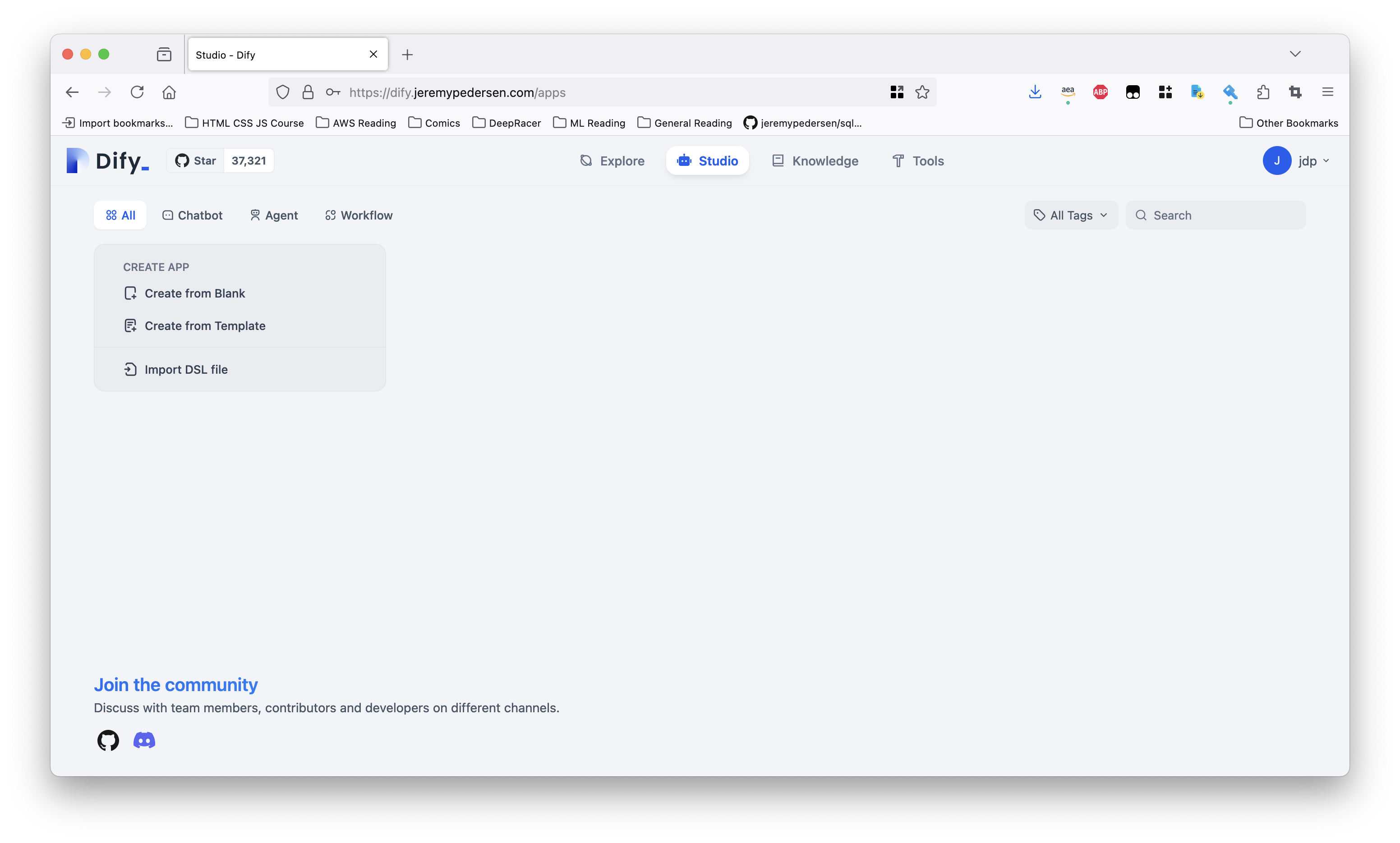 Dify studio page