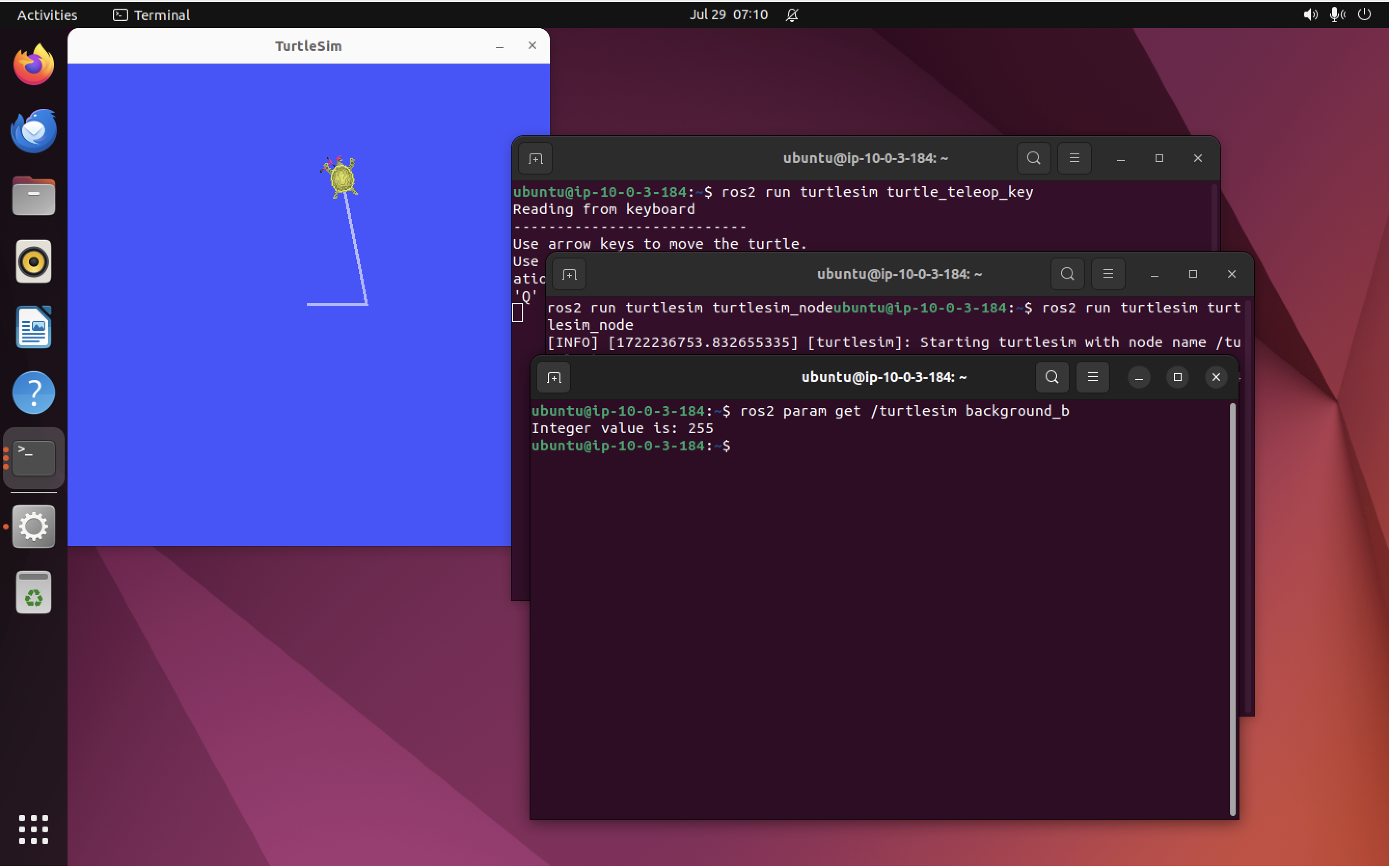 ROS “param get” command output